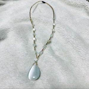 White stone pendant necklace